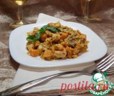 Курица с тыквой и шампиньонами в мультиварке - кулинарный рецепт