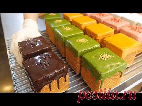 Множество 6 видов крема в 72-слойном кубическом тесте!- Корейская еда [ASMR]