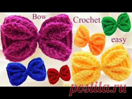 Lazos y moños con hojas en relieve tejidos a Ganchillo Crochet