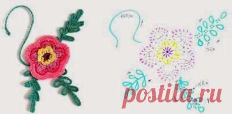 Irish crochet &amp;: Цветы и листья для Ирландии. Flowers and leaves for Irish lace