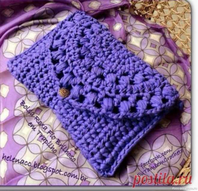 Сумка клатч крючком. Схема | Вязаные крючком аксессуары Источник: https://tricotetcouture.com/tuto-etui-de-telephone-portable-au-crochet/