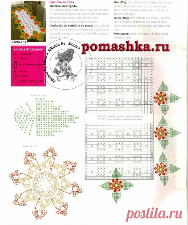 Дорожка на стол (Вязание крючком) — Ромашка — Вязание для всех