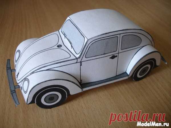 Автомобиль Фольксваген-жук из бумаги