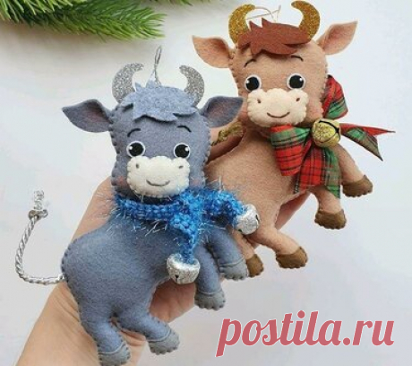 Бычок из фетра своими руками: 8 идей новогодней игрушки (выкройки)