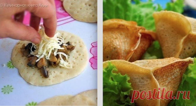 Самые вкусные в мире блинчики с начинкой: Блины с грибами и сыром