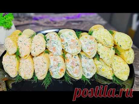 Это Взрыв ВКУСА!!🎄ЧЕТЫРЕ Идеальных НАЧИНКИ!Закуска из ТОНЕНЬКИХ БЛИНЧИКОВ На 2025 Год✨