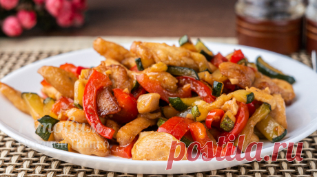 На СКОВОРОДЕ! Стир-фрай с курицей и цукини, самый Вкусный Ужин! | Готовим с Оксаной Пашко | Яндекс Дзен