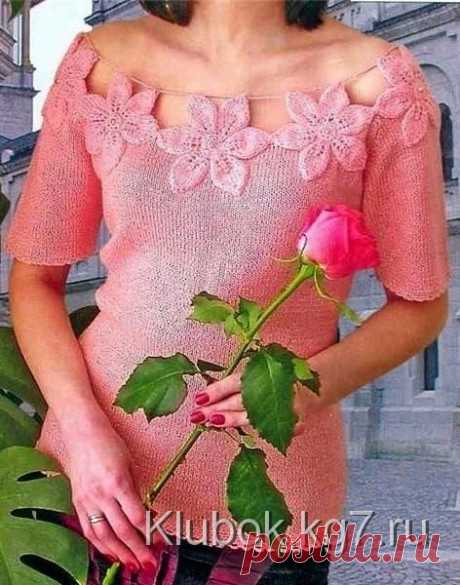 РОЗОВАЯ КОФТА С ЦВЕТАМИ | Варварушка-Рукодельница