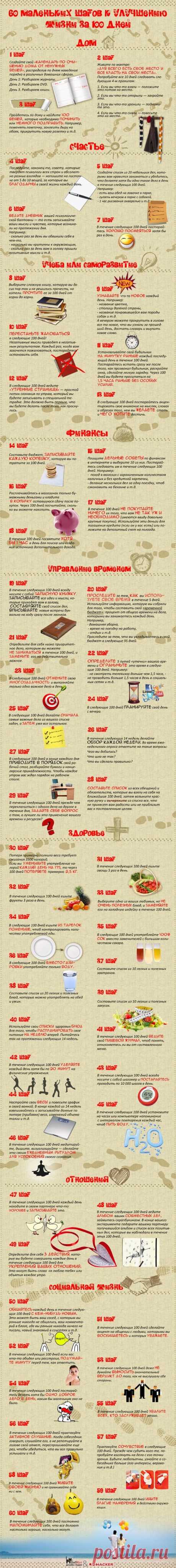 ИНФОГРАФИКА: 60 маленьких шагов к улучшению жизни за 100 дней