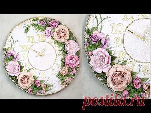 Beautiful wall clock/Handwork/ Air dry clay flowers - YouTube