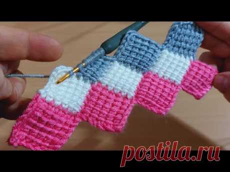 very popularTunisian Knitting Pattern Baby Blanket - Tunus işi Çok Kolay Gösterişli Örgü Modeli..