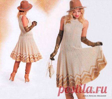 Платье крючком светло бежевого цвета » Сайт "Ручками" - делаем вещи своими руками