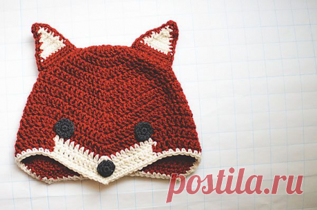 Детская шапка «Лисенок» от Goodknits вязаная крючком | Strikky.ru