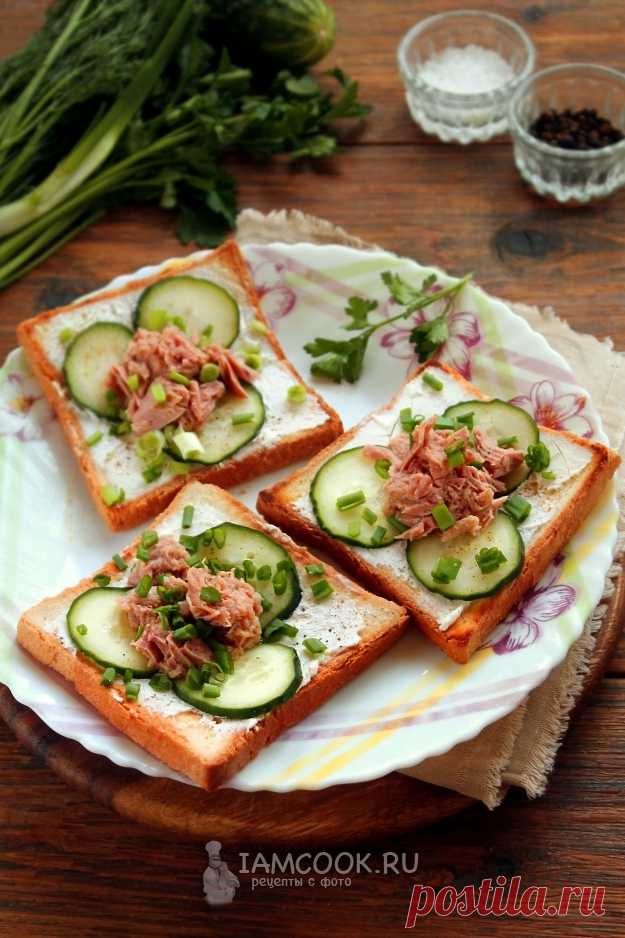Бутерброды с тунцом и огурцом — рецепт с фото пошагово. Простые бутерброды с консервированным тунцом и свежим огурцом.