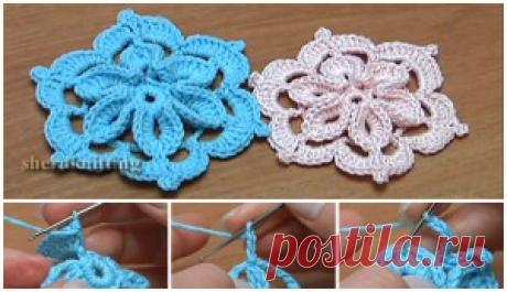 FLOR CROCHET COM O CENTRO DE 3D – IDÉIAS BONITAS