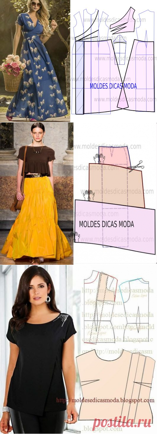 А у меня для вас схемы моделирования собрались: платья, юбки, блузы