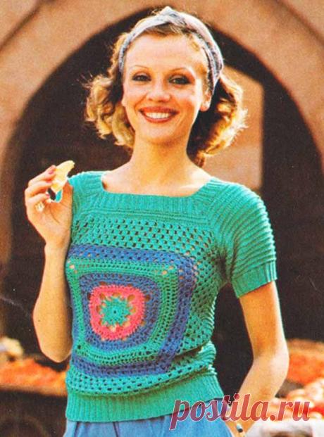 1970s GRANNY SQUARE TOP Vintage Pattern to от GrannyTakesATrip