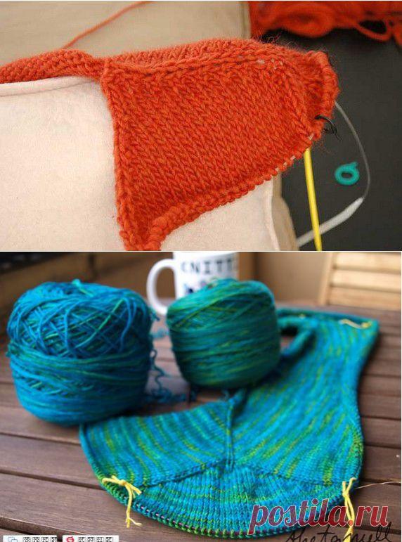 Имитация рукава ,вшитого в пройму при вязании изделия сверху.