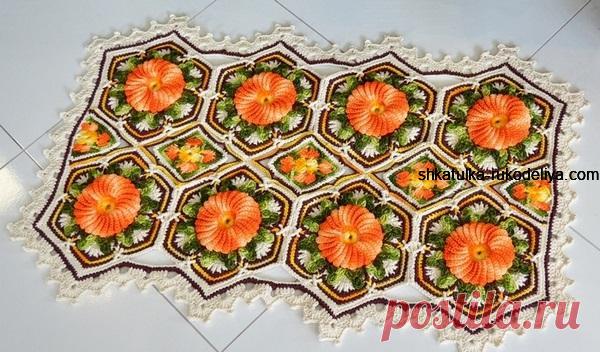 Коврик крючком обьемными цветами Коврик крючком обьемными цветами. Красивый коврик для дома мотивами