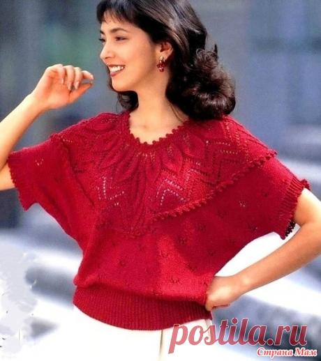 Джемпер с круглой кокеткой. Спицы.