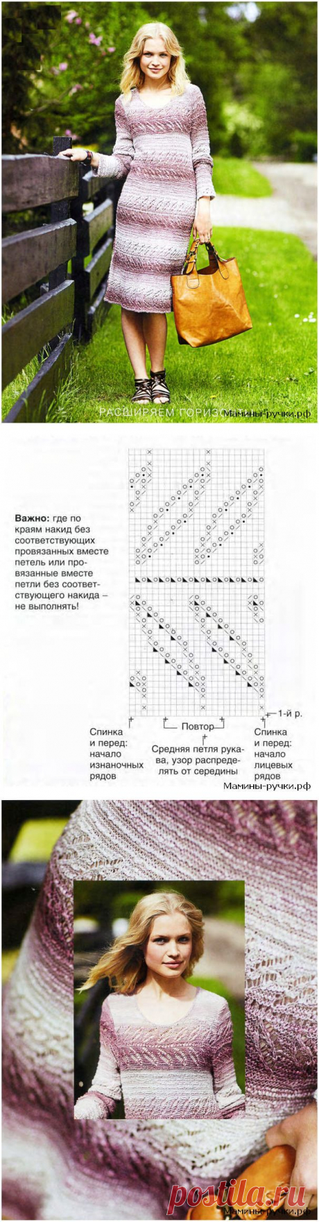 Ажурное платье вязаное спицами. Схемы и описание - Модели спицами для нас красивых - Мамины ручки