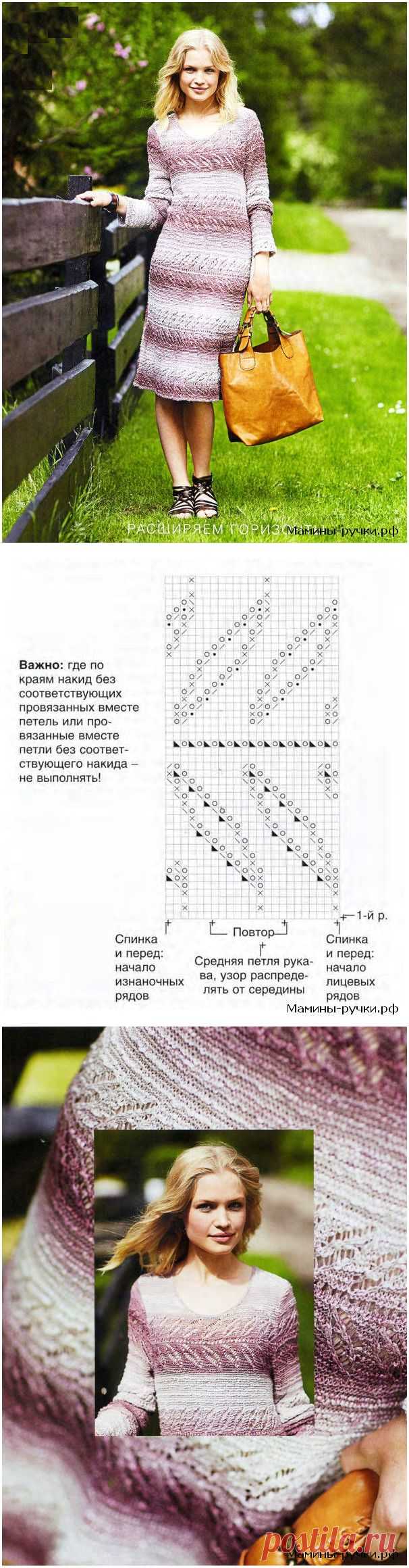 Ажурное платье вязаное спицами. Схемы и описание - Модели спицами для нас красивых - Мамины ручки