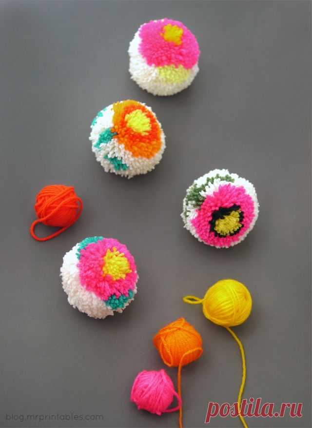 Making Flower Pom-poms with a DIY Pom-pom maker - Mr Printables Blog