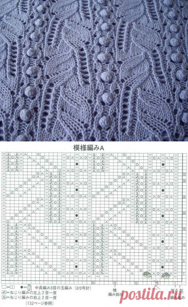 Фантазийный узор спицами с шишечками. Азиатские узоры