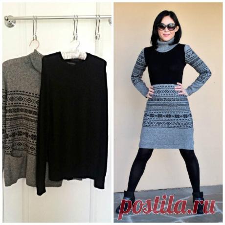 Turn 2 Sweaters Into a Sweater Dress