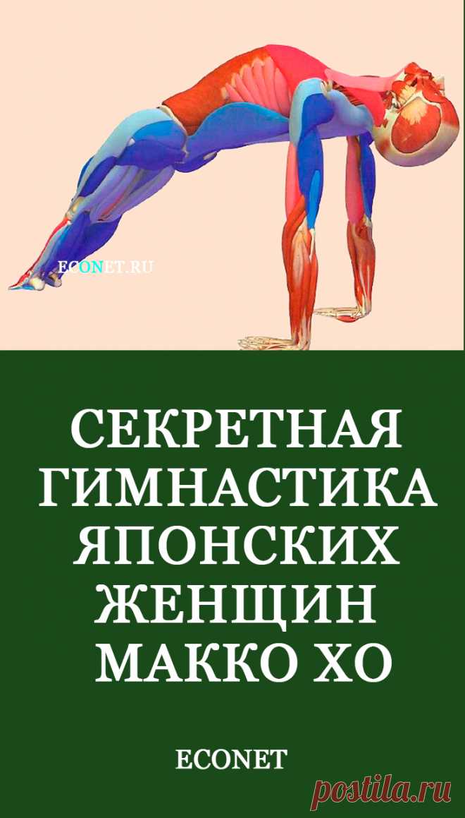 Секретная гимнастика японских женщин Макко Хо

Гимнастика  Макко-хо  представляет собой комплекс, состоящий из четырех базовых упражнений, которые  выпрямляют позвоночник, восстанавливают подвижность суставов ног, стимулируют кровообращение