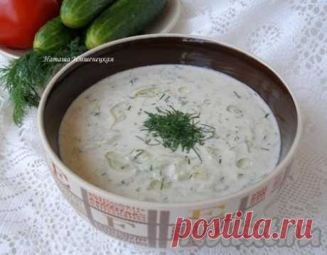 Холодный суп на кефире с огурцами