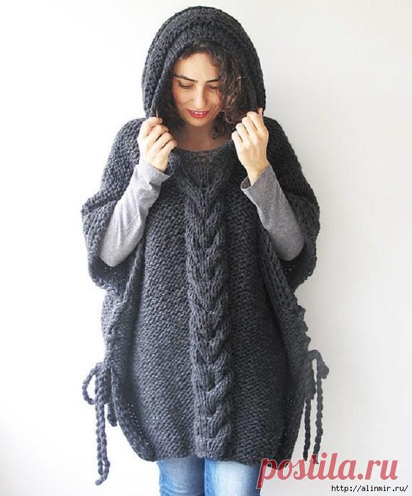 Как связать эту супермодную и универсальную накидку пончо