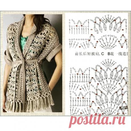 Кардиган крючком.