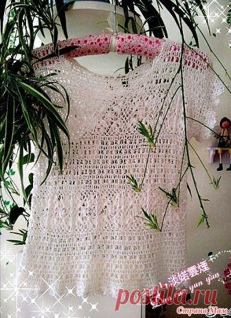Нарядная ажурная кофточка  Gardenia blossom. Крючок. Пряжа вискоза. Крючок 2.0 мм. http://bbs.bianzhirensheng.com/