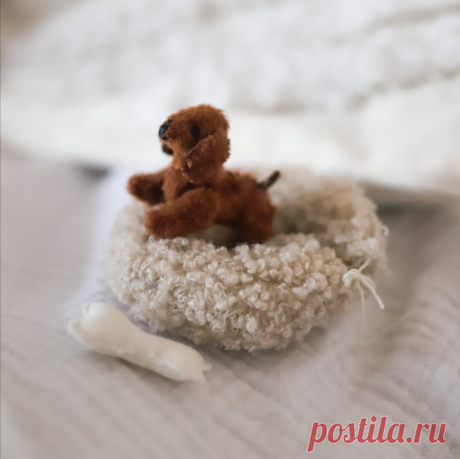 Собачка игрушка миниатюра 4 см ручная работа