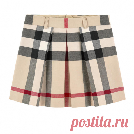 Юбка в клетку Burberry для девочек | Melijoe.com Тартан из хлопка, Расклешенный покрой, Складки внутрь спереди, Вытачки сзади, Регулиров