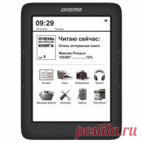 Купить Электронная книга Digma T645, 6&quot; сенсорная, 4 Гб, 1024x768, E-ink градаций серого: 16, чёрная в Пензе, цена / Интернет-магазин &quot;Vseinet.ru&quot;.
Digma T645 имеет толщину всего 9 мм, а вес 172 г. Специальное покрытие поверхности корпуса «Софт тач» не только очень приятно на ощупь, но и позволяет надежно удерживать устройство в руках. Дизайн корпуса выглядит стильно и лаконично: из кнопок на переднюю панель вынесены только кнопки перелистывания страниц и обновления экрана.