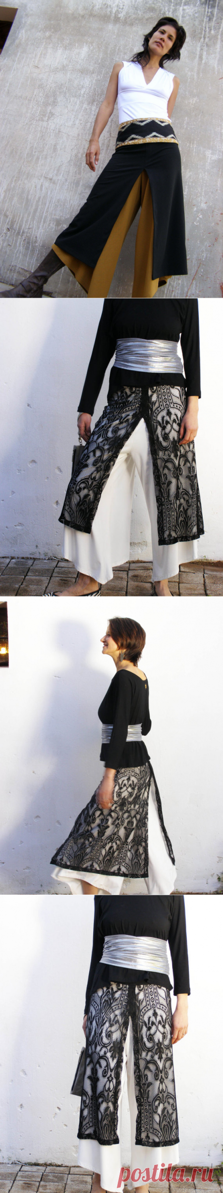 Black lace slit skirt-Convertible womens skirt-Chic от SHIHAR