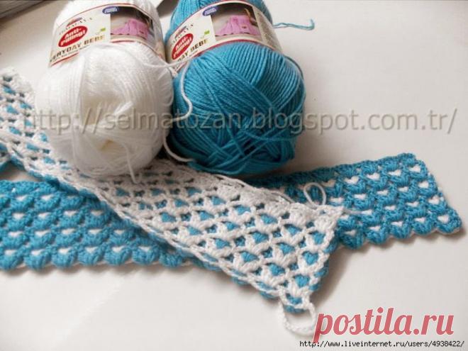 ДВУХСТОРОННИЙ ДВУХЦВЕТНЫЙ УЗОР КРЮЧКОМ. ПОДРОБНЫЙ МАСТЕР-КЛАСС В ФОТО..