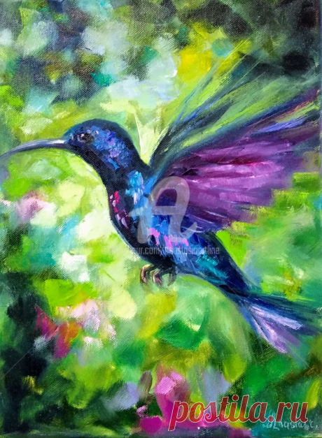 Hummingbird, Kolibri, Bird Oil Painting,, Картина - Anastasia Arsenova | Artmajeur Купить искусство от Anastasia Arsenova (Бесплатная доставка, Безопасная прямая покупка): Картина под названием "Hummingbird, KOLIBRI, BIRD OIL PAINTING, FREEDOM TO FLY"