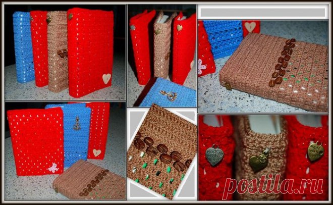 Идея для подарка. Блокноты в вязаной обложке.