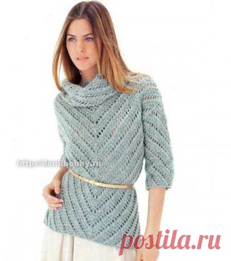 Вязание ажурного пуловера спицами