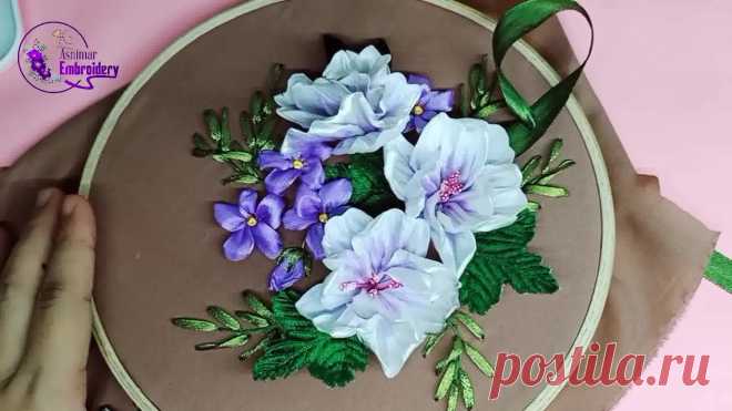 Asnimar Embroidery - Ribbon Embroidery Design for 20 cm Hoop | Facebook