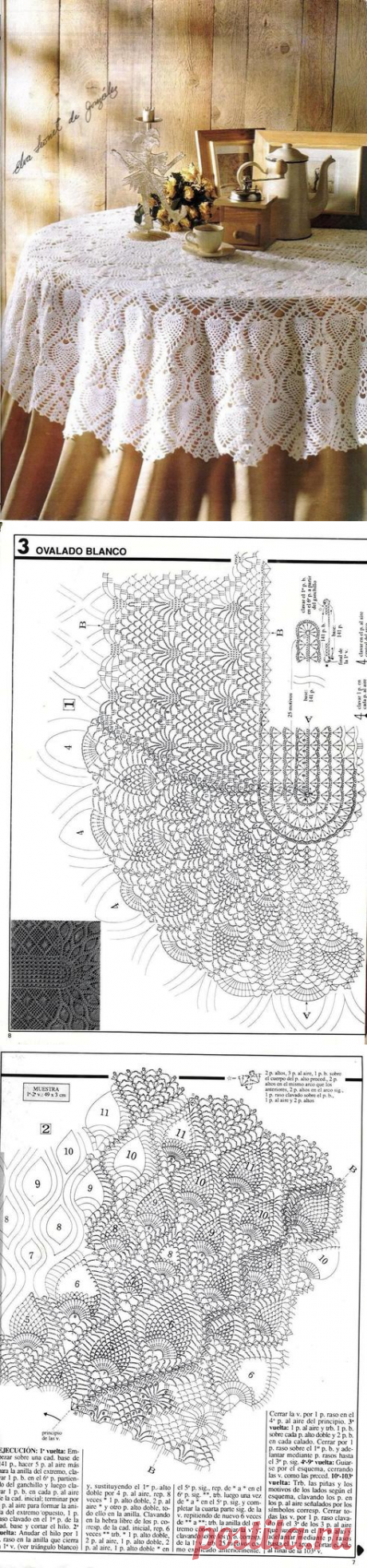 ОВАЛЬНАЯ СКАТЕРТЬ С "ПАУЧКАМИ" И "АНАНАСАМИ"