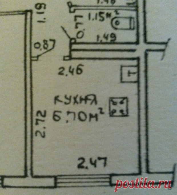 Кухня 6.7 м2, со столом мечты