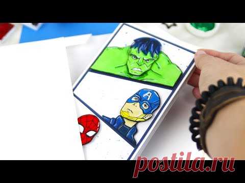 Такое я никогда не делала 🙈Pop-up открытка с супергероями: Халк, Человек-Паук, Капитан Америка 🔥