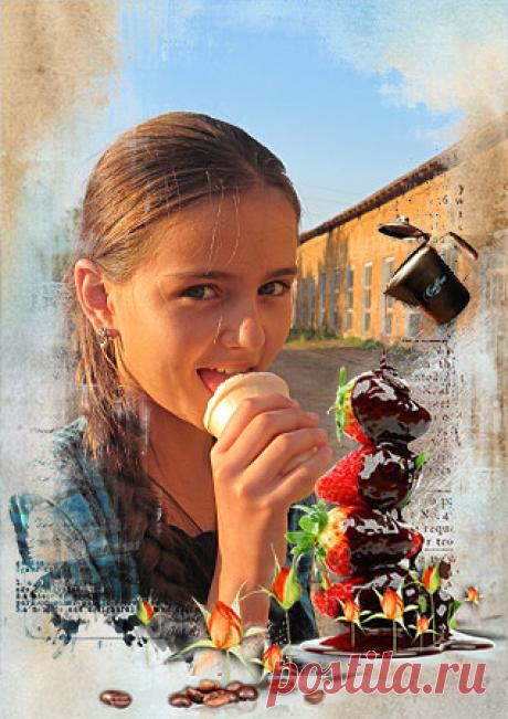 Photo frames. Strawberries in chocolate On this page you can try frame Strawberries in chocolate to your compelling photo. It's always online , easy and free!