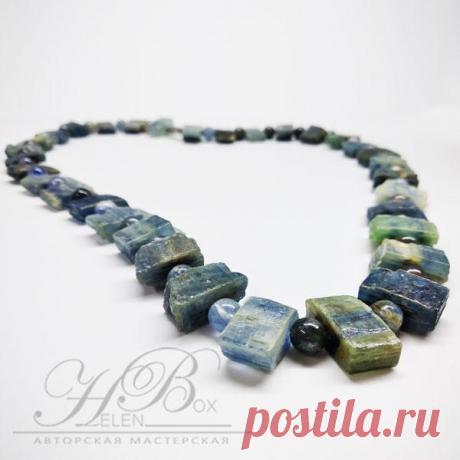Кианитовое ожерелье, дикие бусины, 55см., 107гр. | HelenBox | Купить украшения из натуральных камней с доставкой