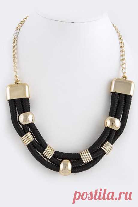 Rope Necklace with gold metal. Available in Red, Navy, White, Black or Pink - Approx. 22" length - Lobster claw clasp with 2" extender
