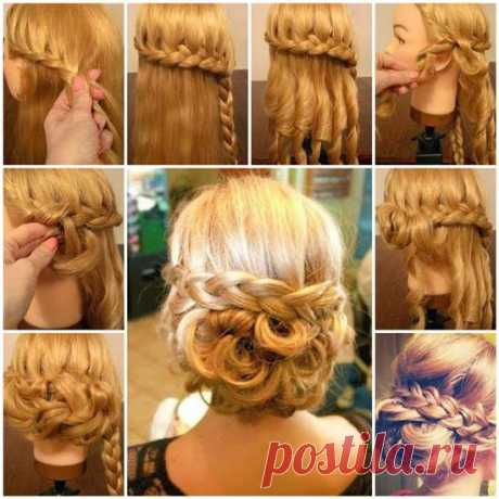 DIY элегантные плетеные низким булочка прическа | iCreativeIdeas.com